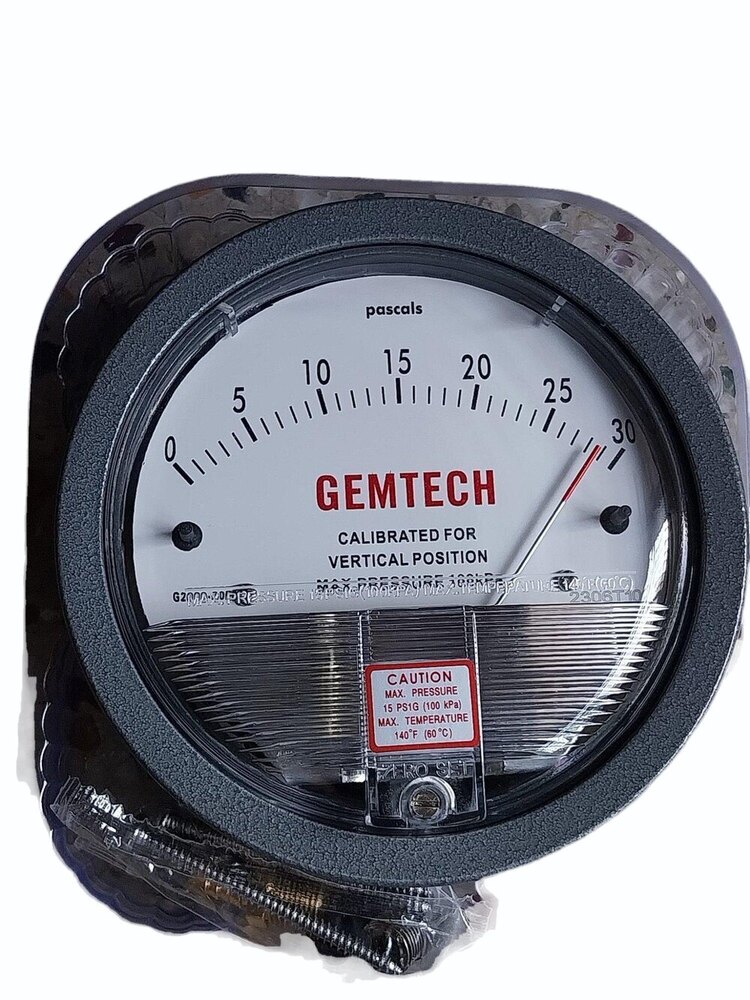 GEMTECH Differential Pressure Gauge Range 0-30 Pascal
