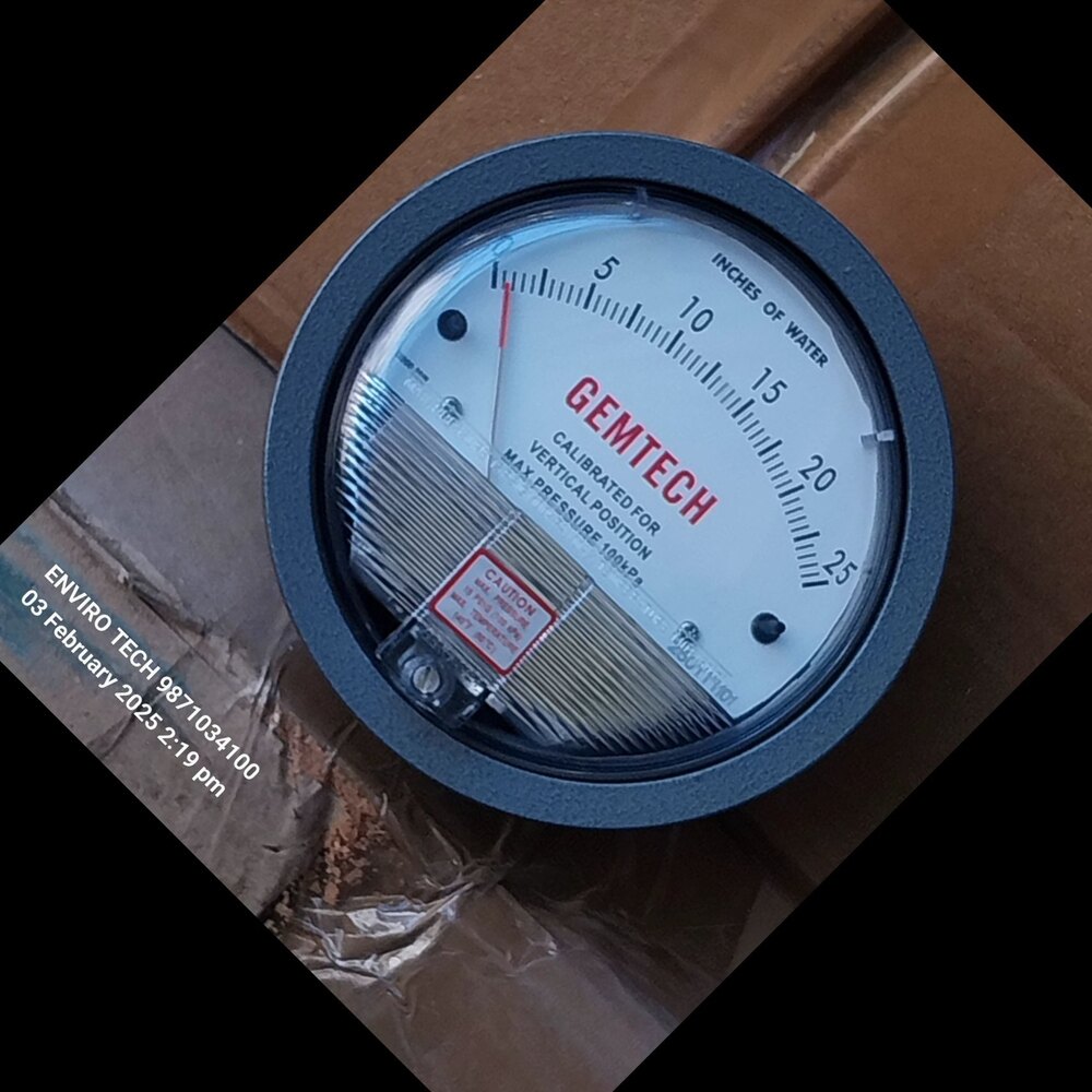 GEMTECH Differential Pressure Gauge Range 0-25 INCH
