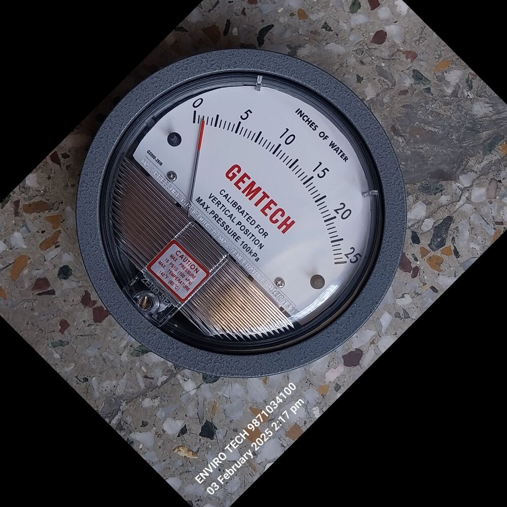 GEMTECH Differential Pressure Gauge Range 0-25 INCH