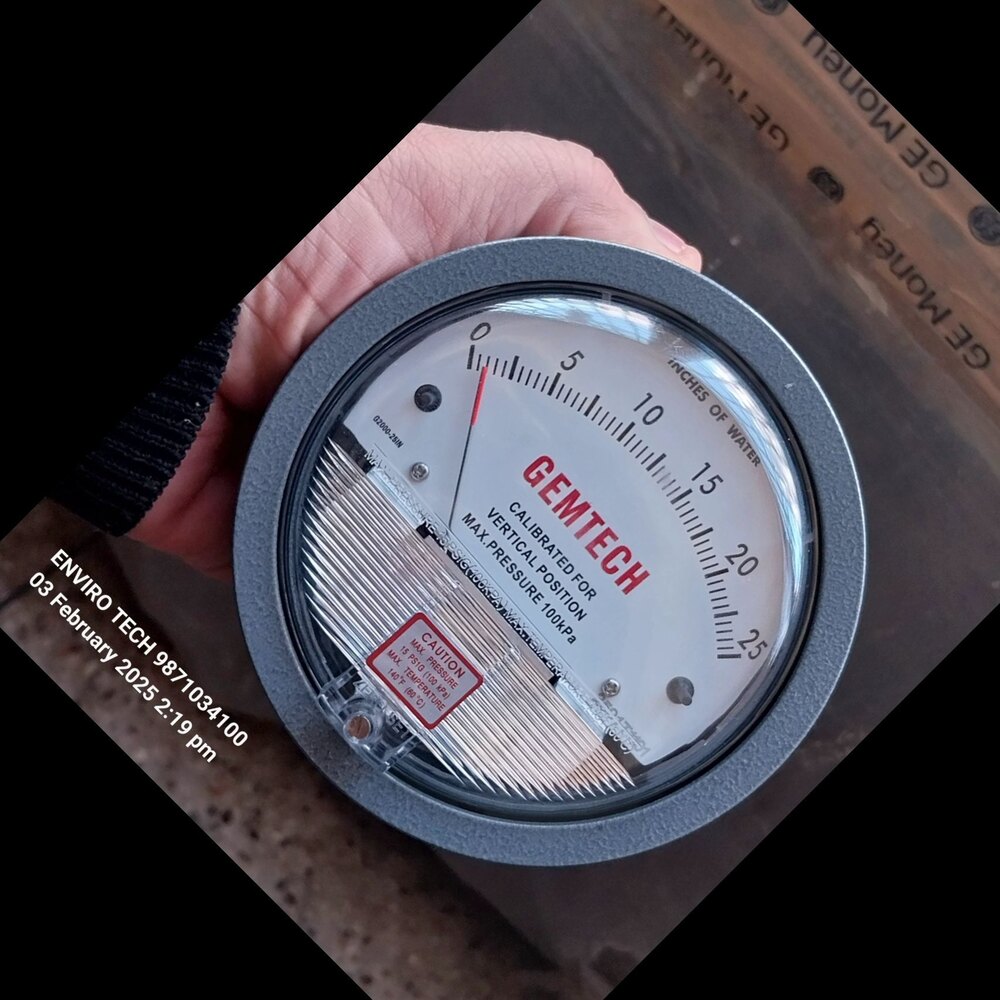 GEMTECH Differential Pressure Gauge Range 0-25 INCH