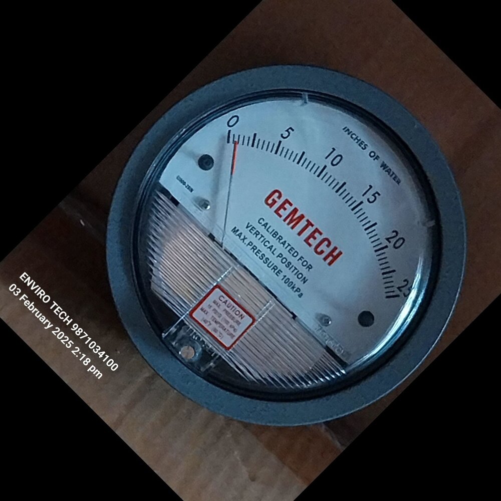GEMTECH Differential Pressure Gauge Range 0-25 INCH