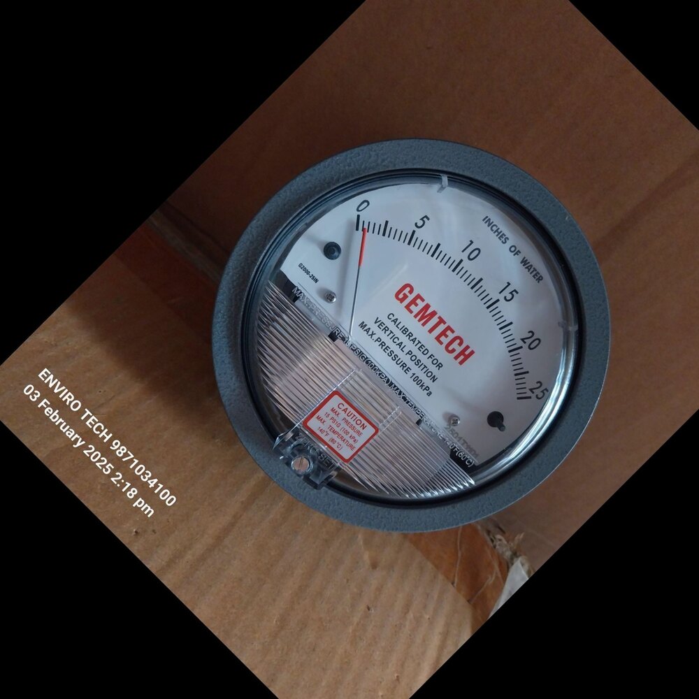 GEMTECH Differential Pressure Gauge Range 0-25 INCH