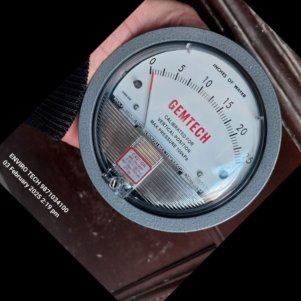 GEMTECH Differential Pressure Gauge Range 0-25 INCH