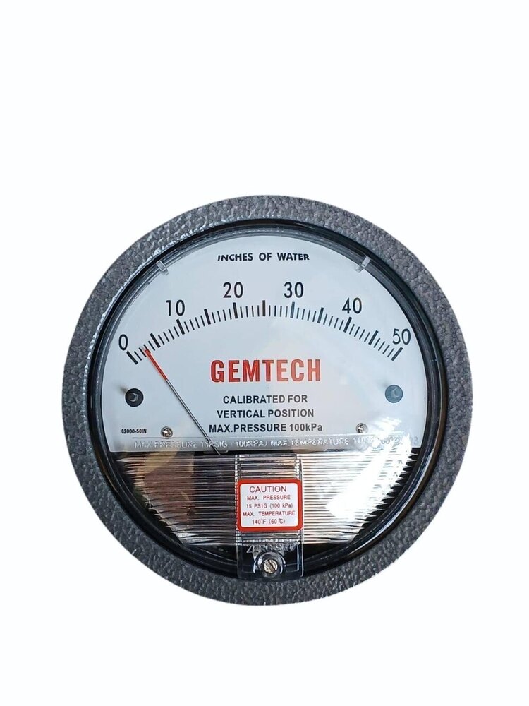 Gemtech Differential Pressure Gauge Range 0-50 Inches