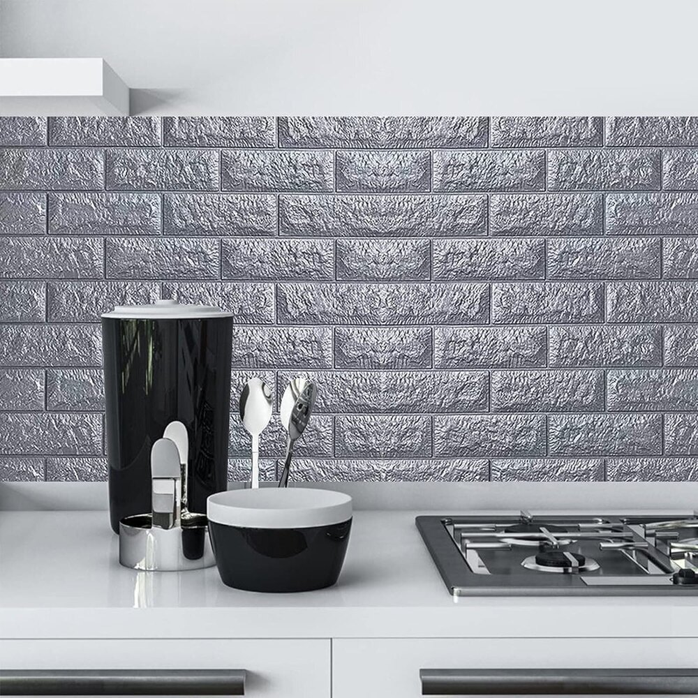 3D GRAY BRICK SELF ADHESIVE WALLPAPER