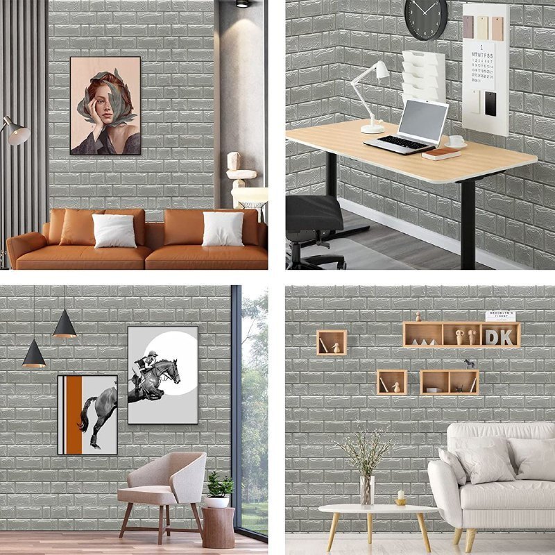 3D GRAY BRICK SELF ADHESIVE WALLPAPER