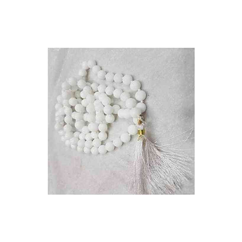 White Agate Hakik Stone Mala For Chandra Moon