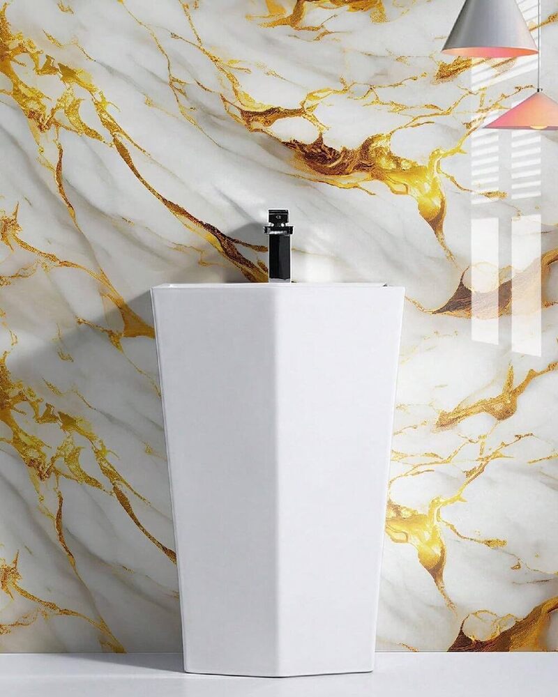 White Golden Marble Wallpaper - Size: Standard