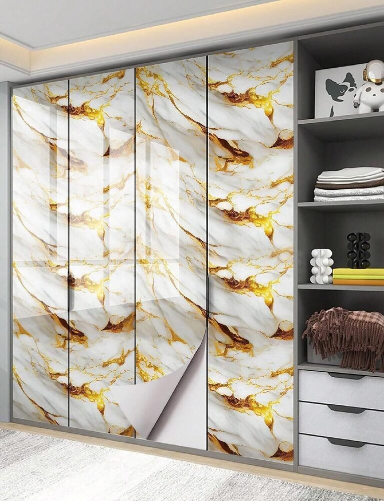 White Golden Marble Wallpaper - Size: Standard
