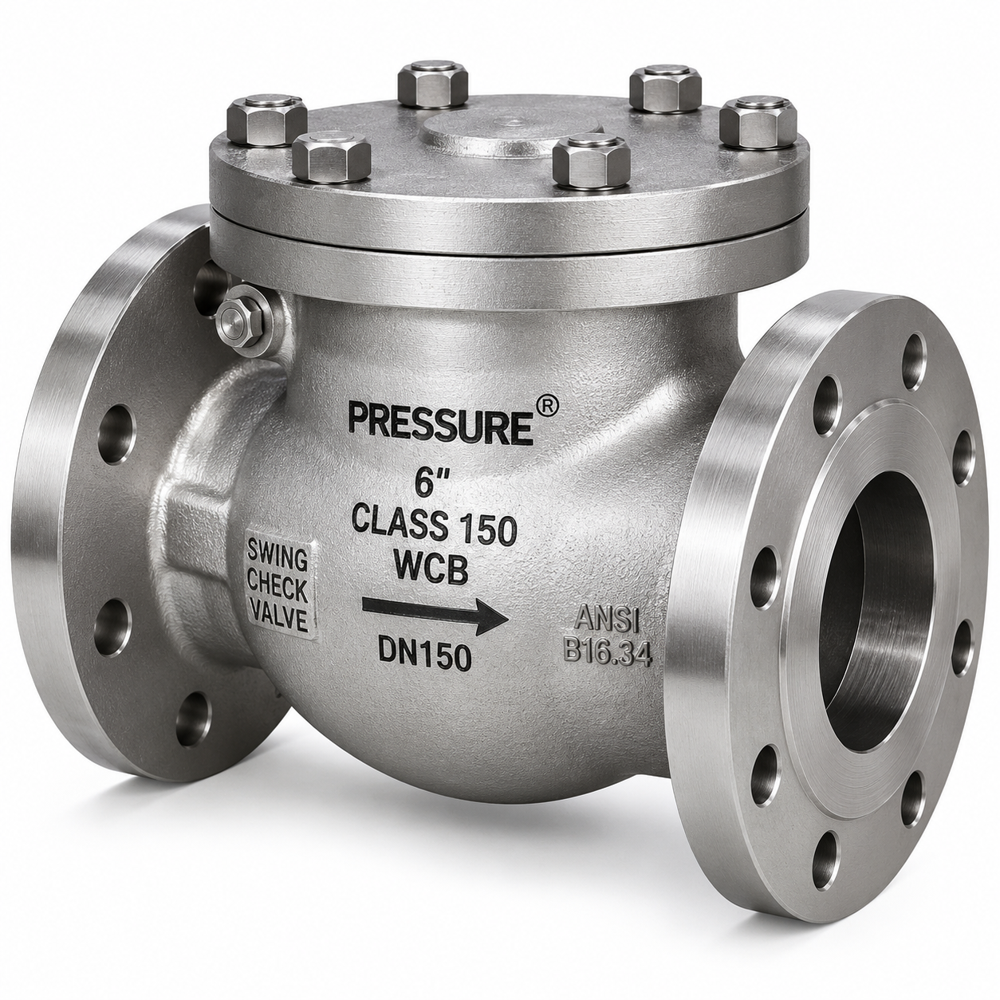 Swing Check Valve - Carbon Steel 2" to 24" Flanged/Buttweld | Automatic Design High Pressure Rating Up to 621 Bar Metal-to-Metal Sealing