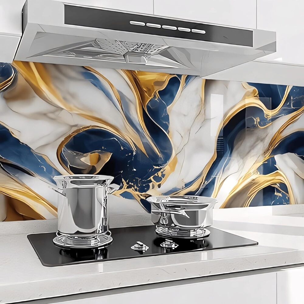 DARK BLUE GOLD MARBEL WALLPAPER