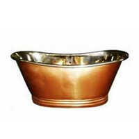 Copper Bath Tub - Pure Copper Double Slipper Design, Customizable Dimensions 66" X 32" X 24", Polished Finish, Corrosion Resistant - Antimicrobial, Heat Retention