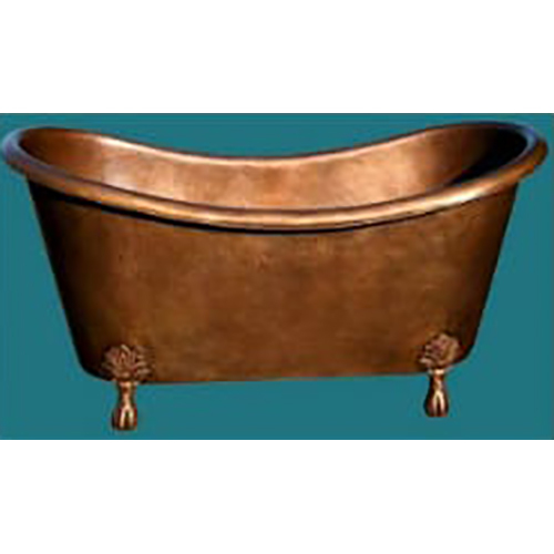 Copper Bath Tub - Pure Copper Double Slipper Design, Customizable Dimensions 66" X 32" X 24", Polished Finish, Corrosion Resistant - Antimicrobial, Heat Retention