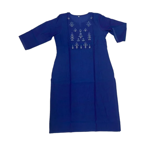 Blue Printed Cotton Kurti - Design: Standard