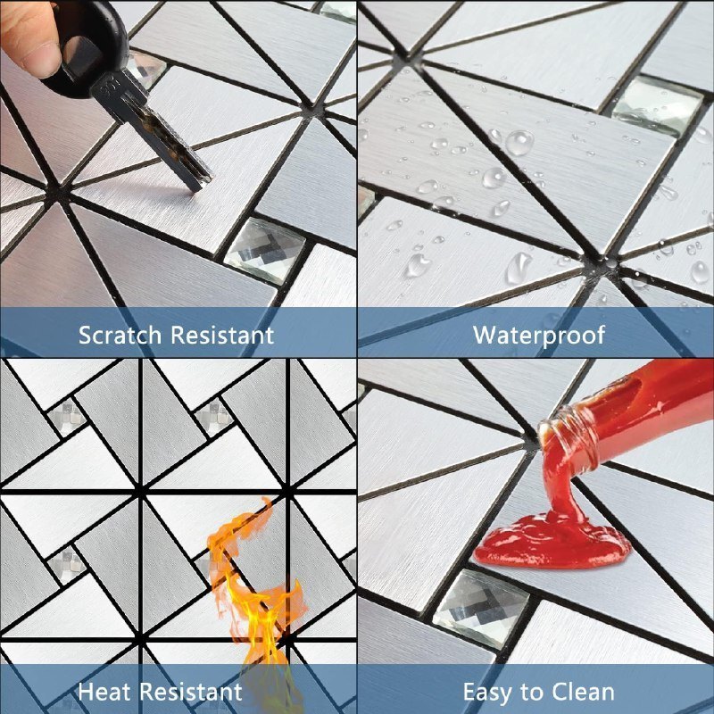 Silver Mosaic Self Adhesive Wall Panel