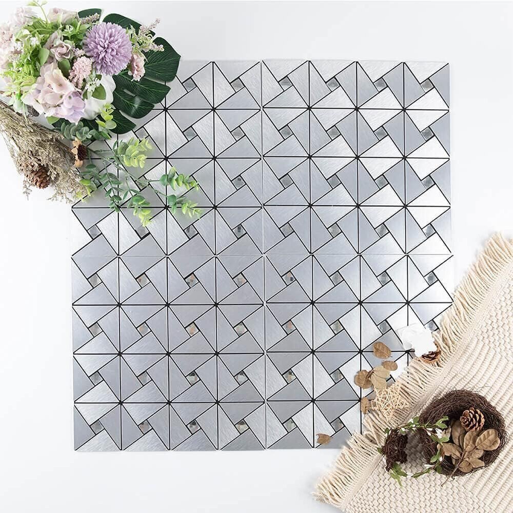 Silver Mosaic Self Adhesive Wall Panel