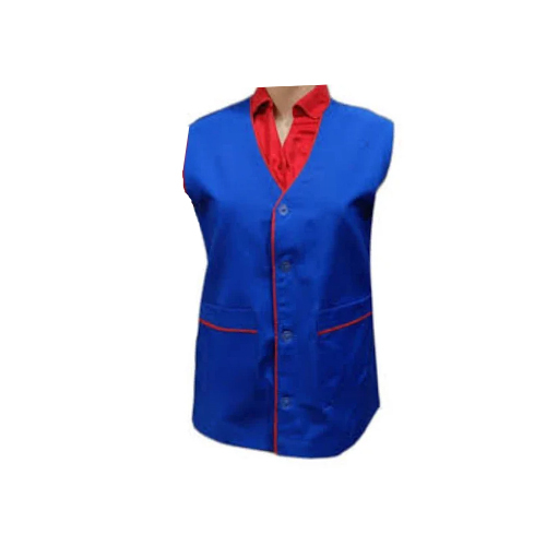 Polyester Plain Sleeveless Apron - Color: Blue