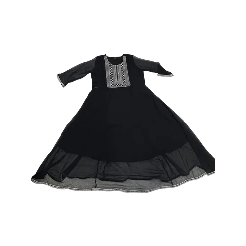 Black Anarkali Embroidered Georgette Kurti - Design: Standard
