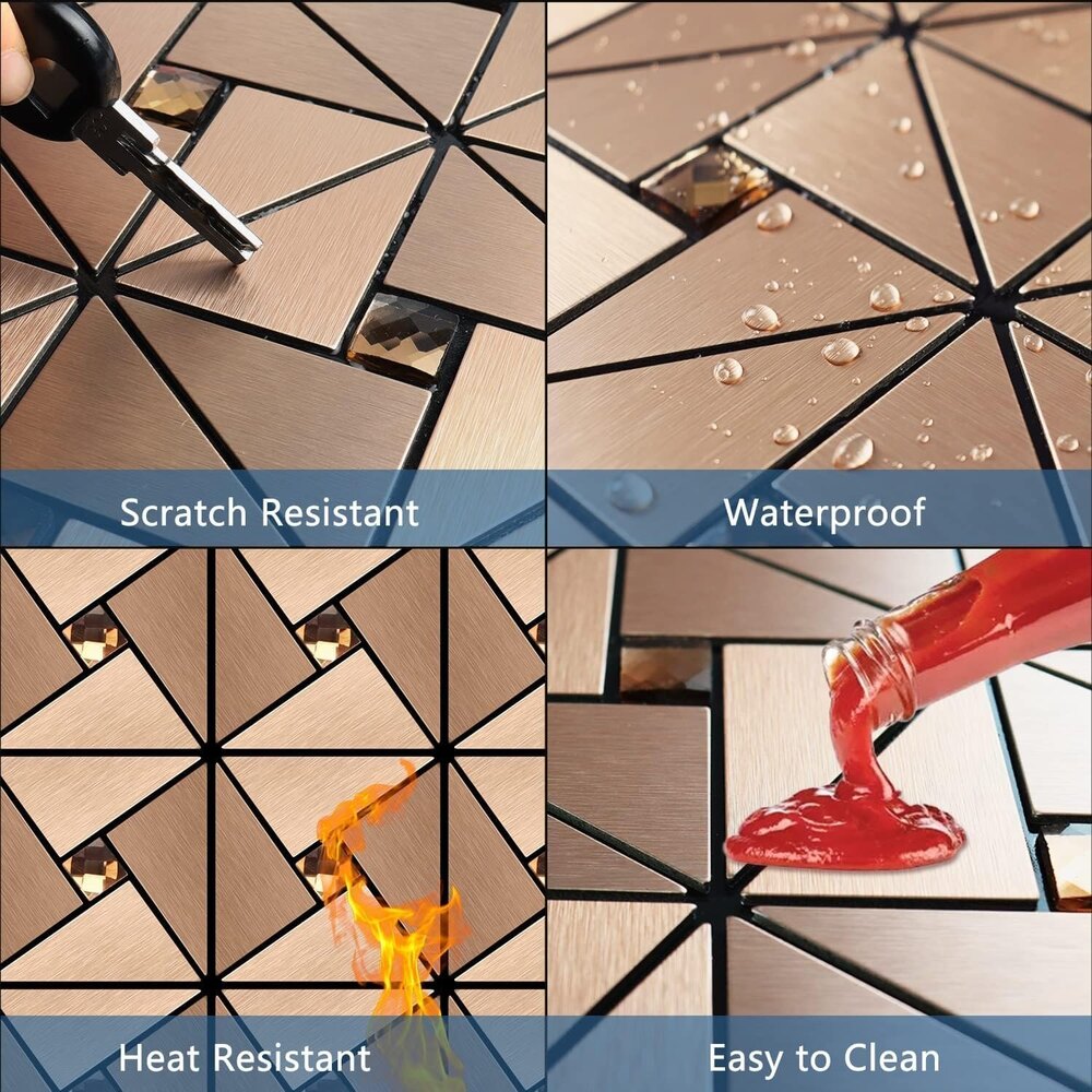 Copper Mosaic Self Adhesive Wall Panel - Material: Pvc