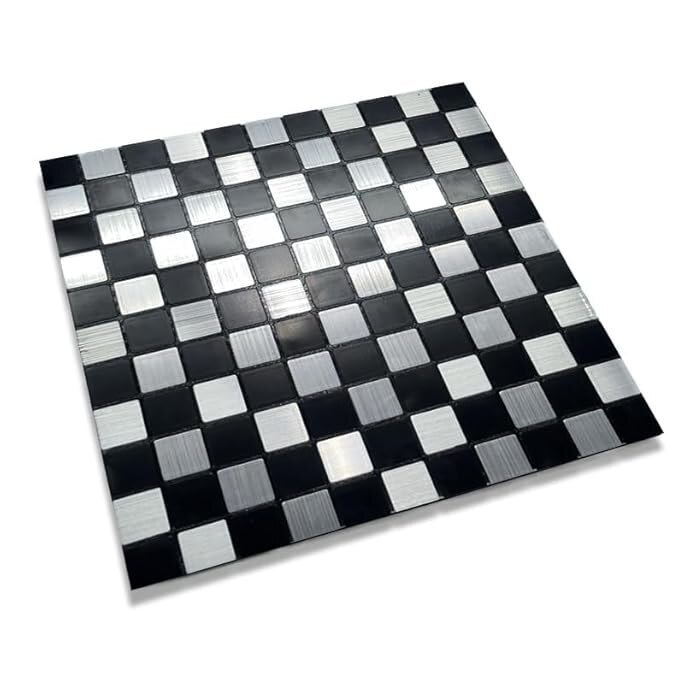 Black & Silver Mosaic Wall Panel - Material: Pvc