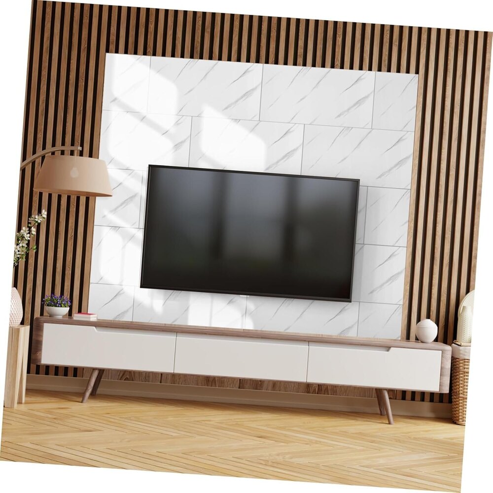 Self Adhesive Vinyl Sheet Marble Peel and Stick White Marble Tile Backsplash for Kitchen, Bathroom