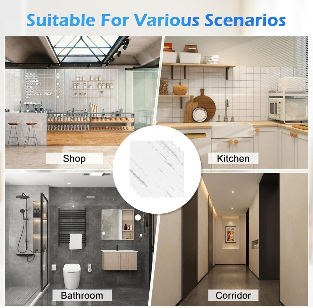 WHITE MARBLE SELF ADHESIVE WALL TILE