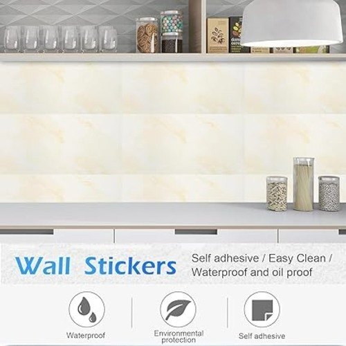 CREAM MARBLE SELF ADHESIVE WALL TILE