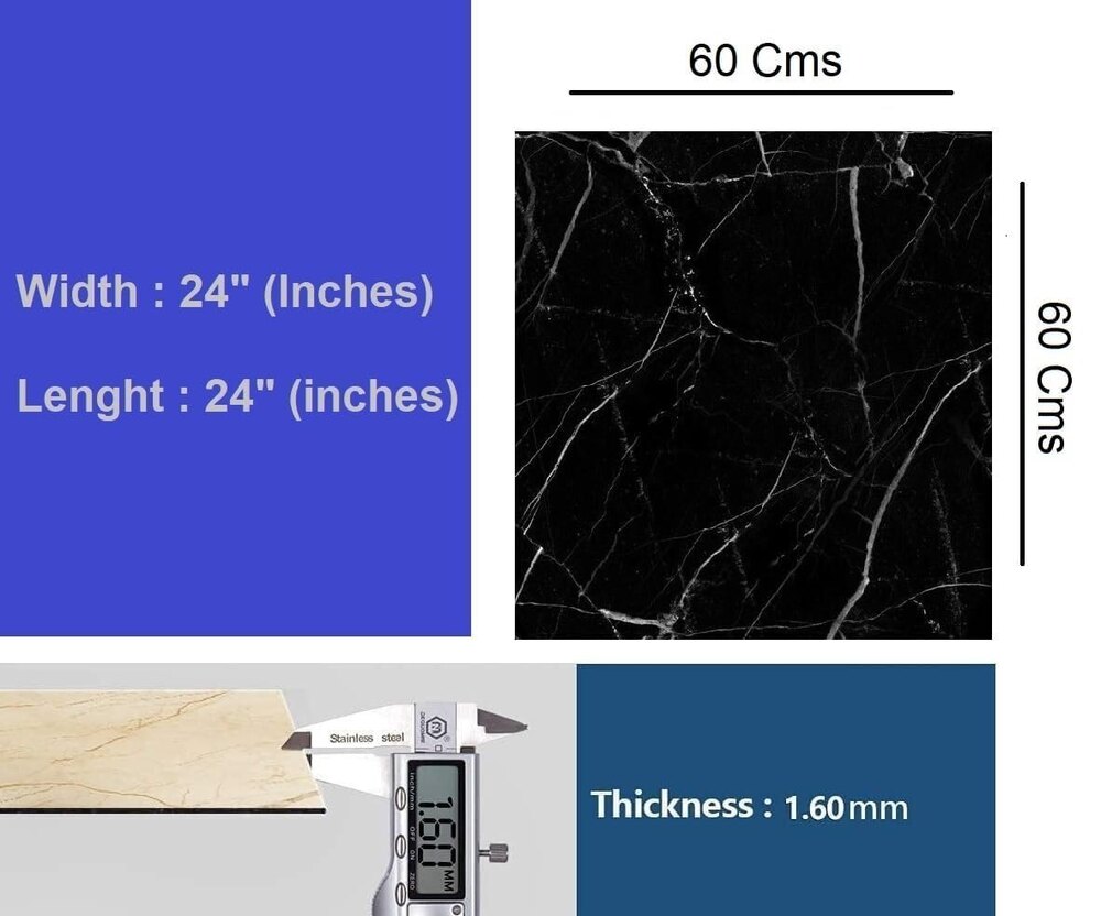 SELF ADHESIVE MARBLE WALL TILE - BLACK