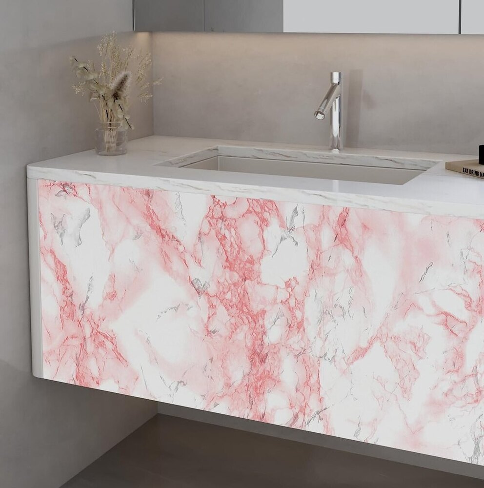 Vinyl Pink Marble Wallpaper Roll