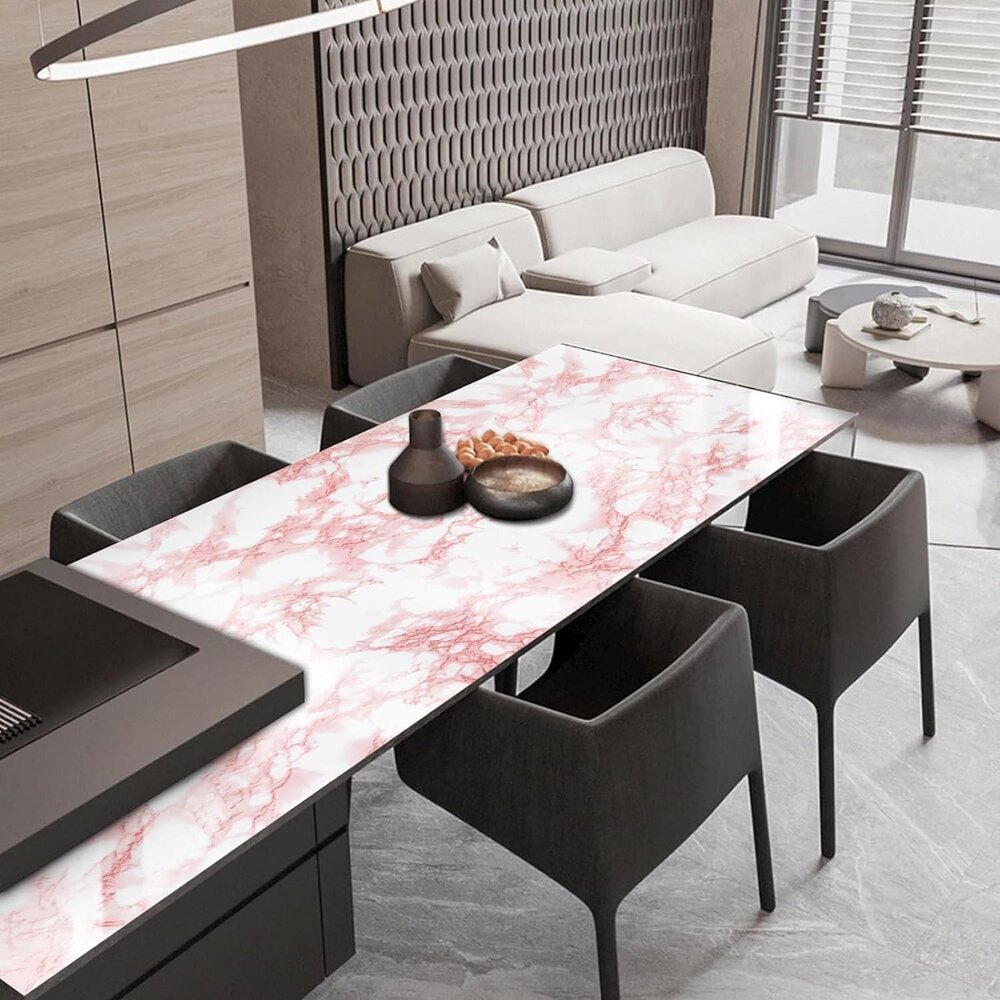 Vinyl Pink Marble Wallpaper Roll