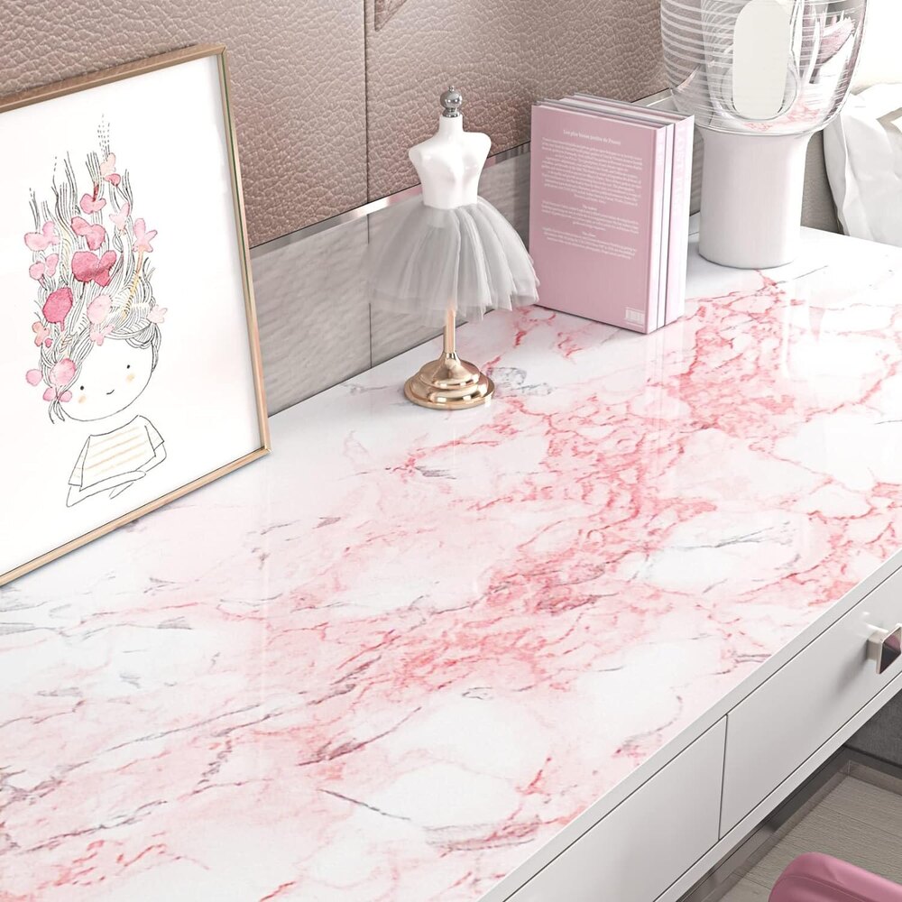 Vinyl Pink Marble Wallpaper Roll