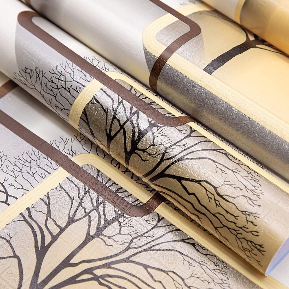 PVC Yellow Winter Tree Peel Off Stickers Wallpaper
