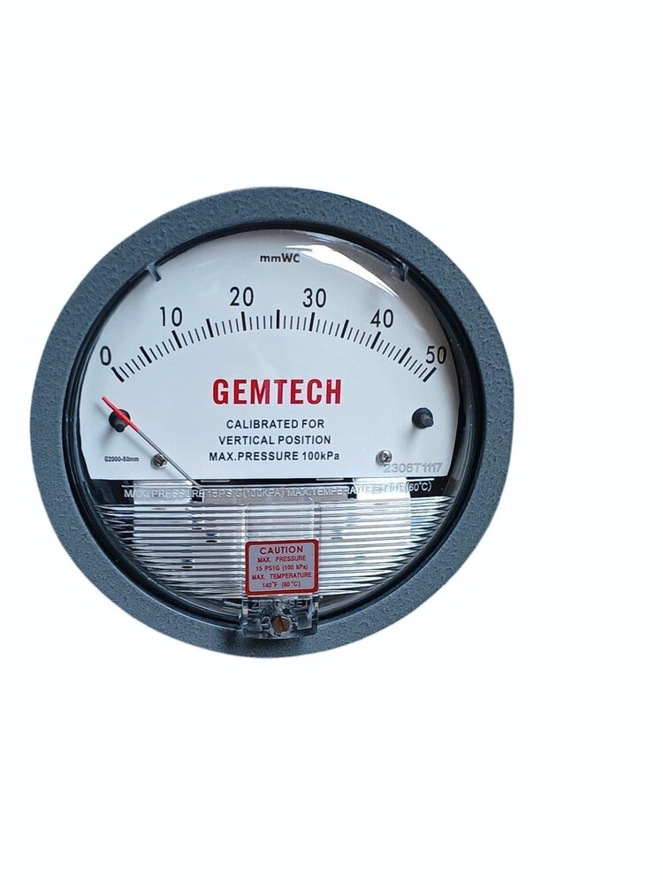 G2000-25KPA GEMTECH Differential Pressure Gauge Range 0-25 KPA