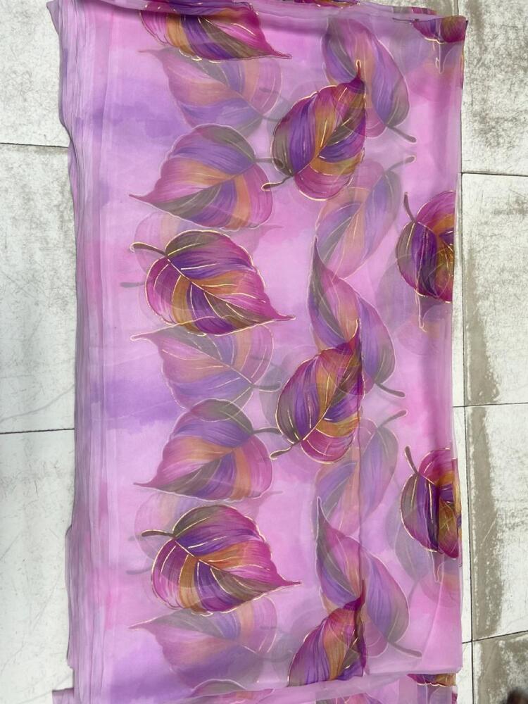 Handbrush Chiffon Sarees - Color: Different Color