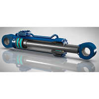 Industrial Hydraulic Cylinder - Color: Silver And Blue