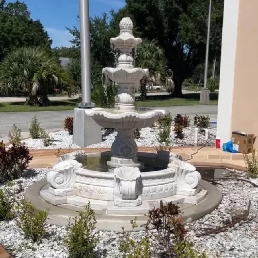 Indoor Water Fountains - Stone Material, Standard Size, 7 Feet Water Height , Elegant White Color with Smooth Finishing for Garden Serenity