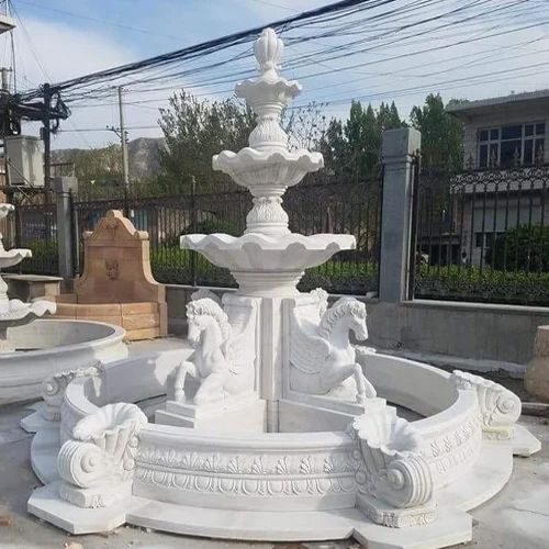 24x15 Inch White Marble Three Tier Fountain