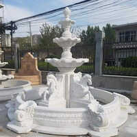 24x15 Inch White Marble Three Tier Fountain - Feature: Smooth Finishing