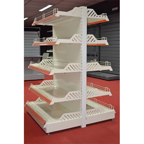 Centre Gondola Display Racks For Supermarkets And Retail Stores - Color: White Orange