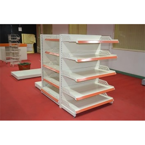 Supermarkets Racks End Gondala With Aluminium Stopper - Color: White Orange