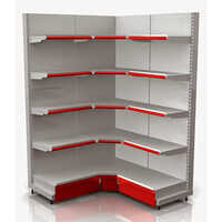Space Saving Supermarket Corner Racks - Color: Grey Red