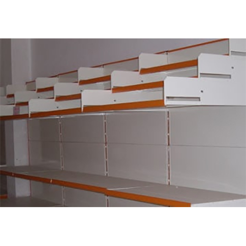Supermarket Stepped Racking Storage - Color: White Orange
