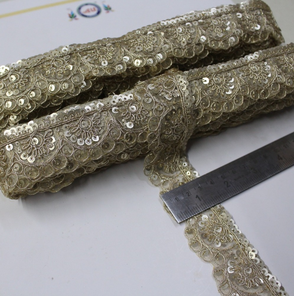Golden, Sequence Embroidery Lace