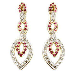 Gold Diamond Earrings 2 Tone Earrings In Gold Ruby Gender: Women'S