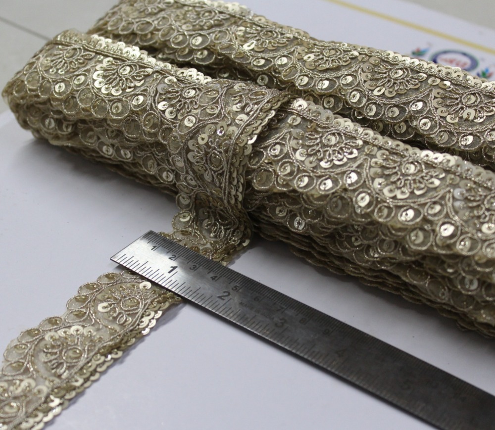 Golden, Sequence Embroidery Lace