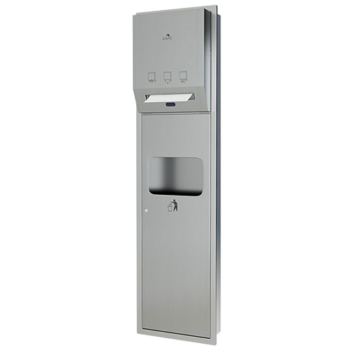 2 In 1 Stainless Steel Recessed Panel With Hrt Roll Dispenser - Color: Silver