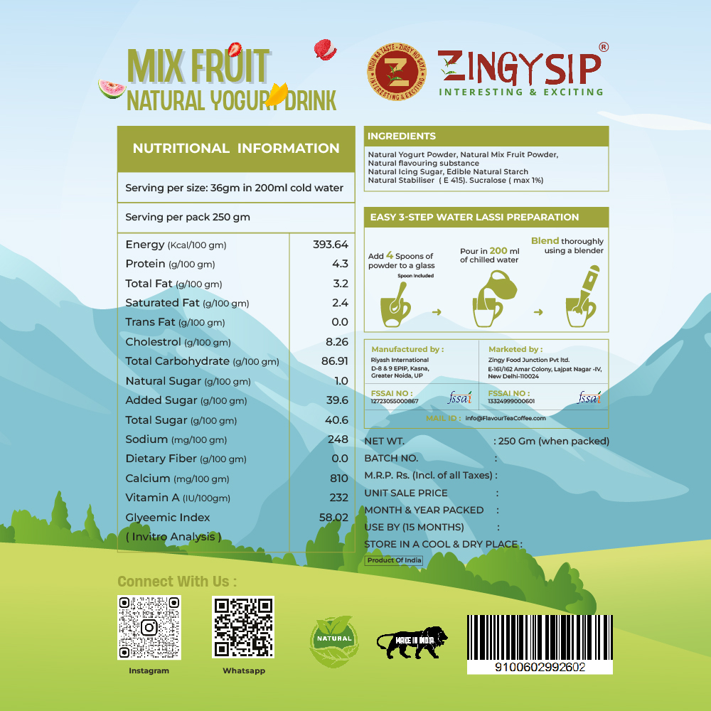 MIX FRUIT NATURAL YOGURT DRINK