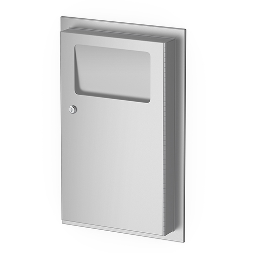Partition Mounted Sanitary Napkin Disposal - Color: Silver
