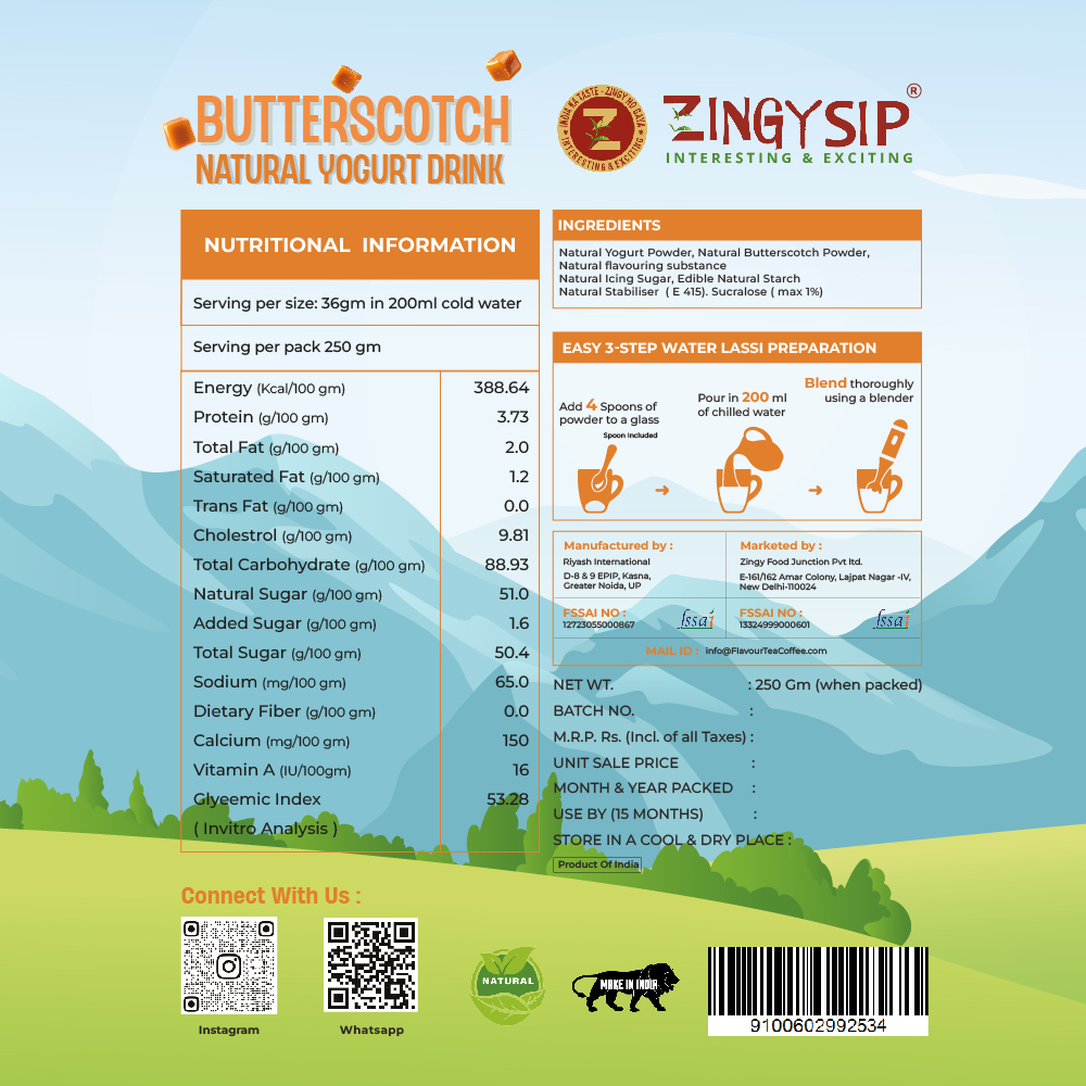 BUTTERSCOTCH NATURAL YOGURT DRINK