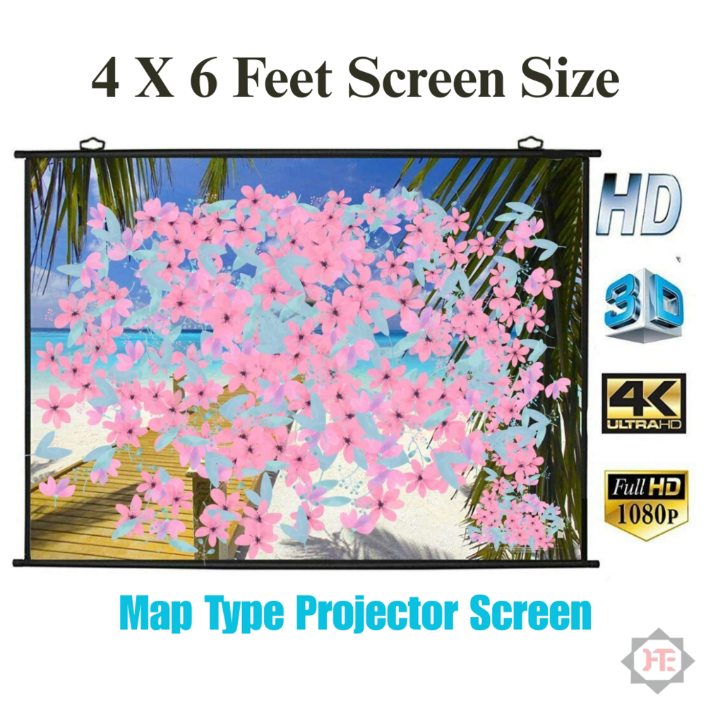 HI-TECH Map Type Projector Screen, 6X4 HI-TECH High Gain Fabric